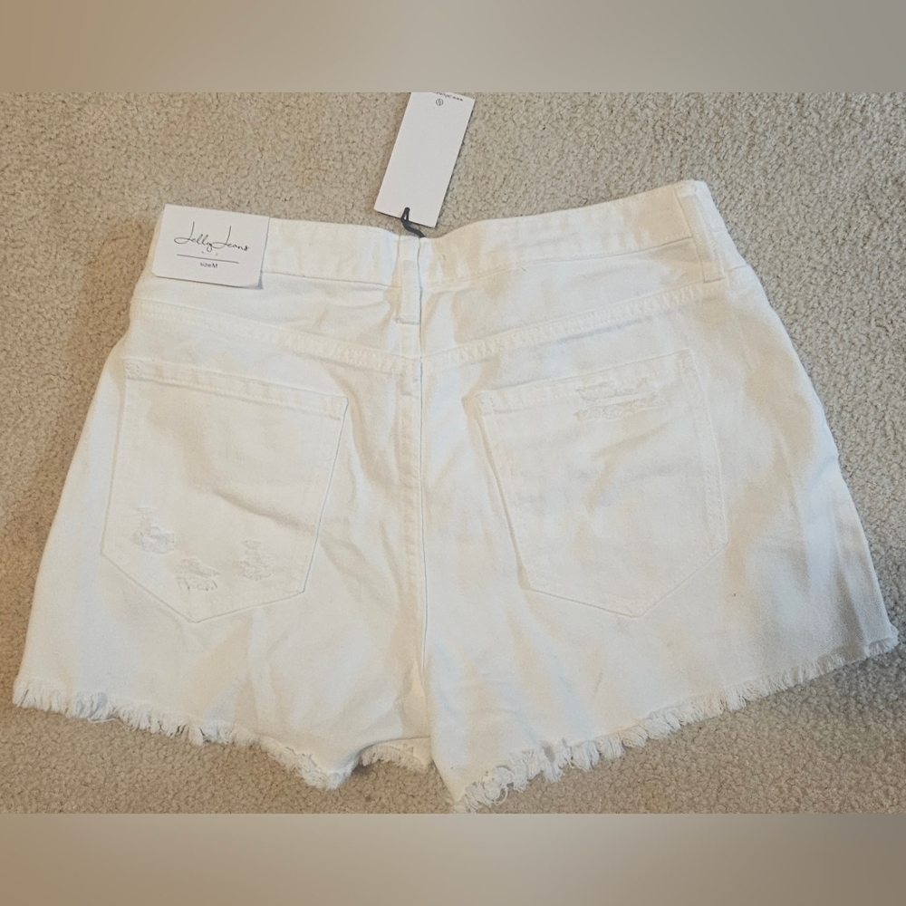 Jelly Beans White Frayed Jean Shorts - Picture 4 of 7